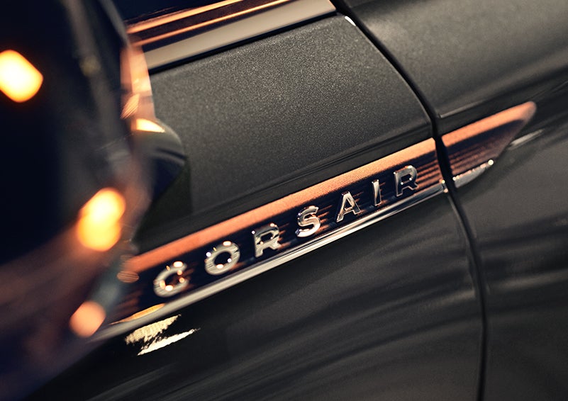 The stylish chrome badge reading “CORSAIR” is shown on the exterior of the vehicle. | All Star Lincoln in Prairieville LA