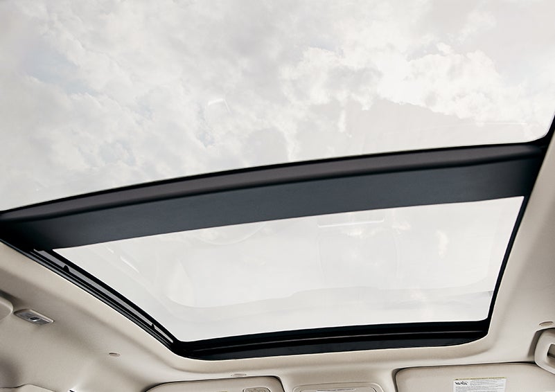 The available panoramic Vista Roof® is shown from inside a 2023 Lincoln Corsair® SUV. | All Star Lincoln in Prairieville LA