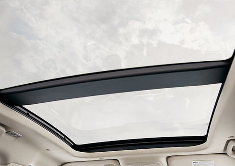 The available panoramic Vista Roof® is shown from inside a 2023 Lincoln Corsair® SUV. | All Star Lincoln in Prairieville LA