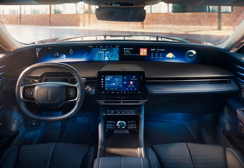 A large panoramic display is shown on the dashboard of a 2024 Lincoln Nautilus® SUV | All Star Lincoln in Prairieville LA